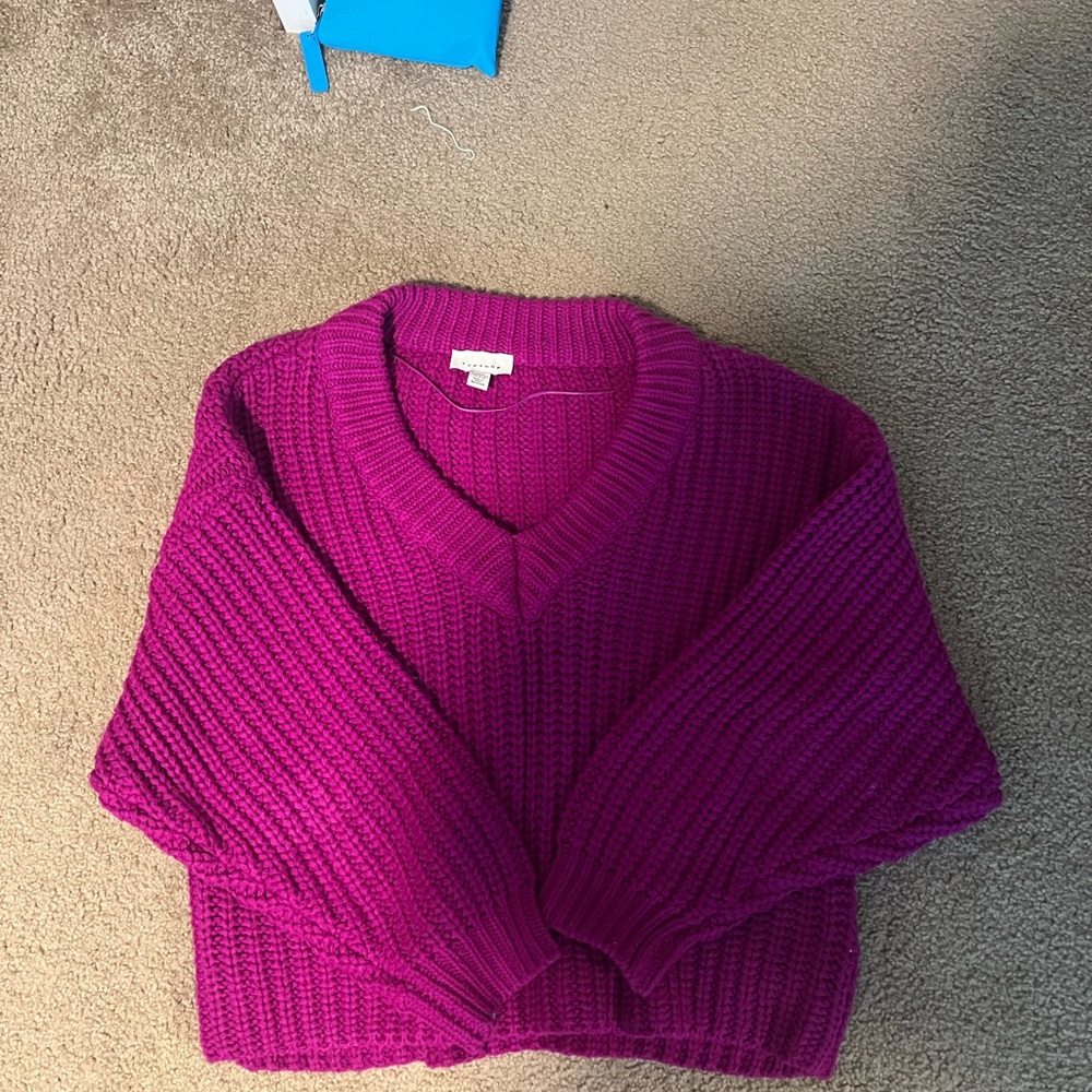 Topshop V-Neck Sweater - Rich Purple